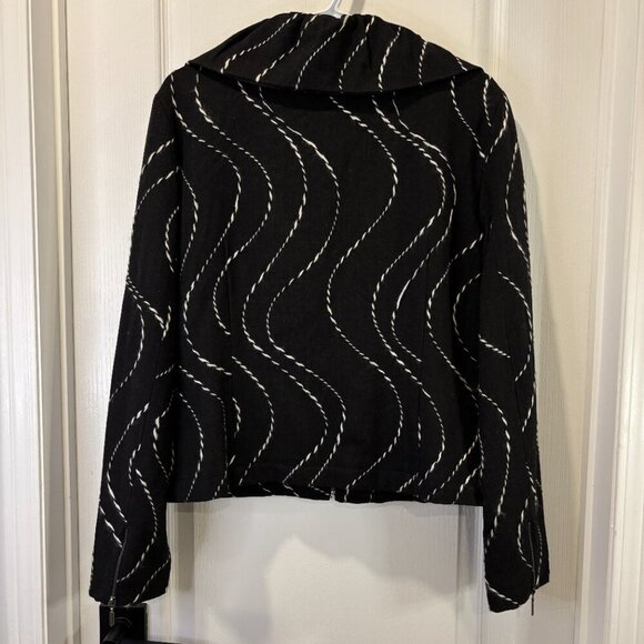 Vintage Wool Blend Melanie Lyne Black Swirl Print Jacket - Picture 6 of 9